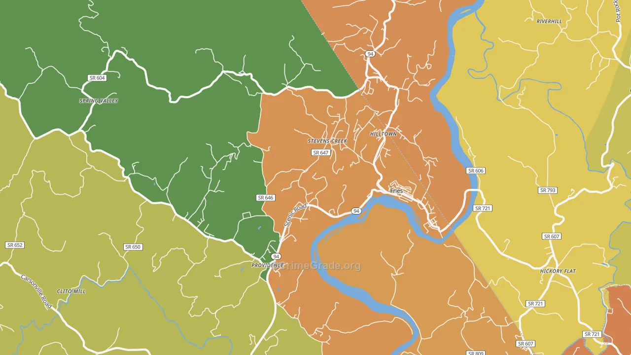 Fries, VA Map of Vandalism Rates