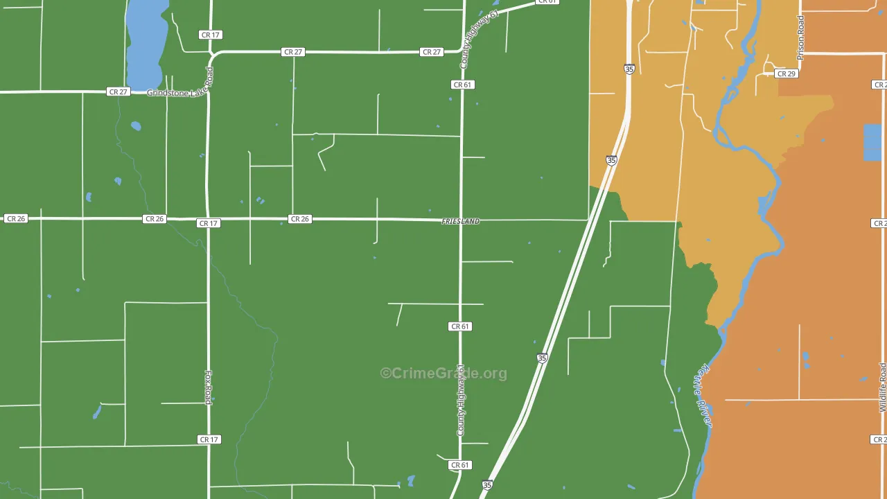 Friesland, MN Map of Vandalism Rates