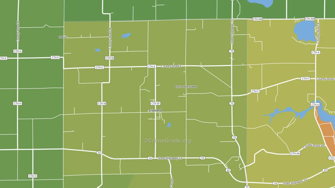 Friesland, WI Map of Vandalism Rates