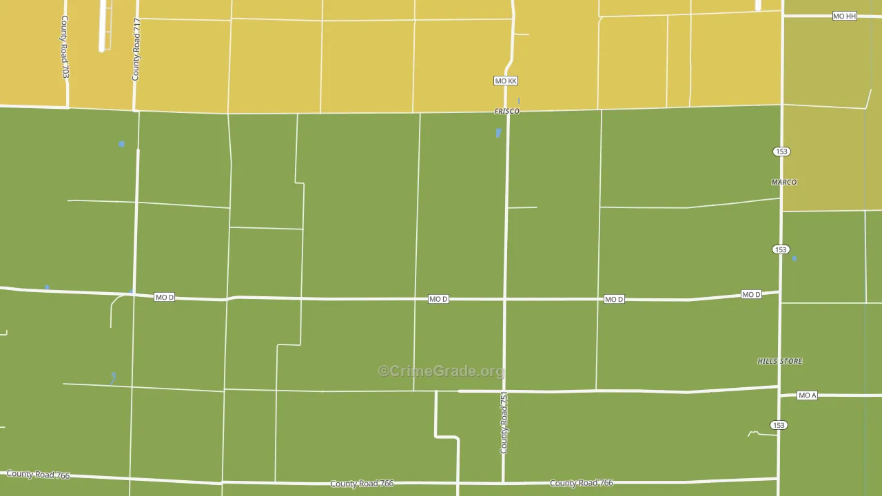 Frisco, MO Map of Vandalism Rates