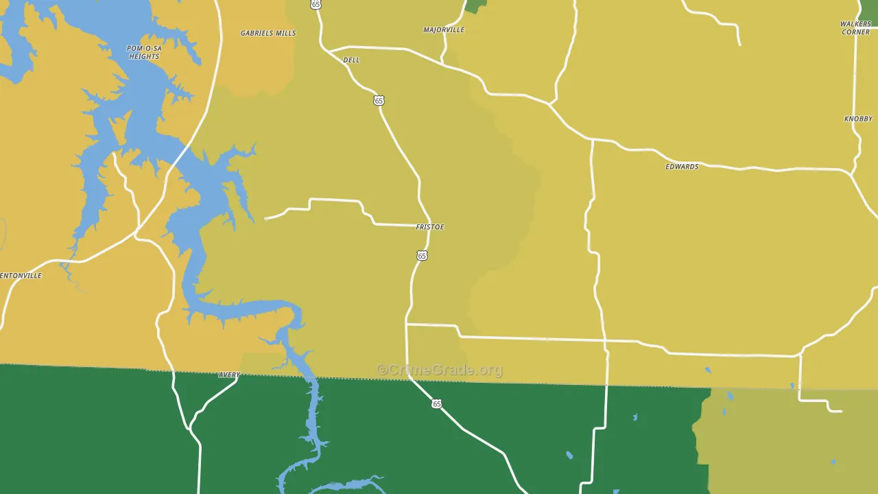 Fristoe, MO Map of Vandalism Rates