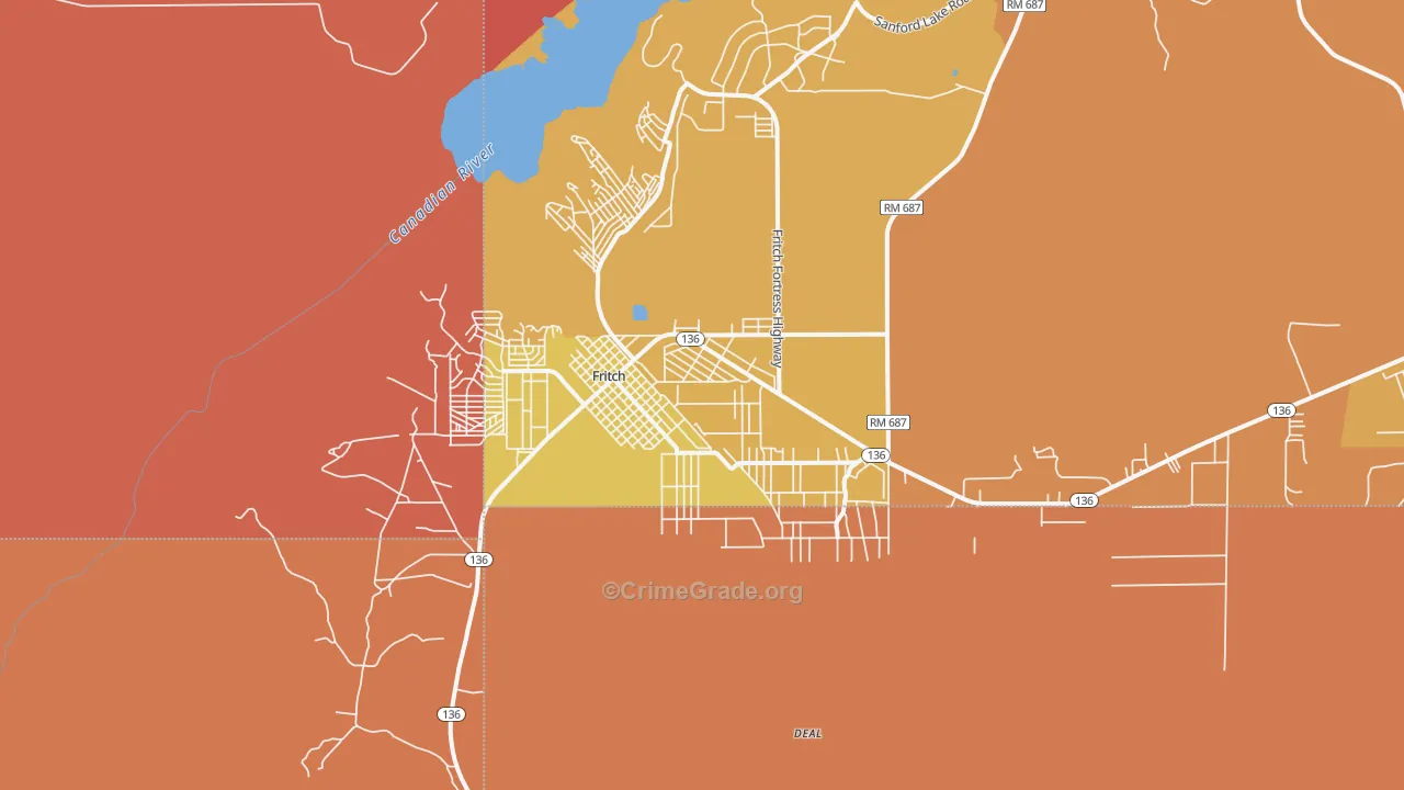 Fritch, TX Map of Vandalism Rates