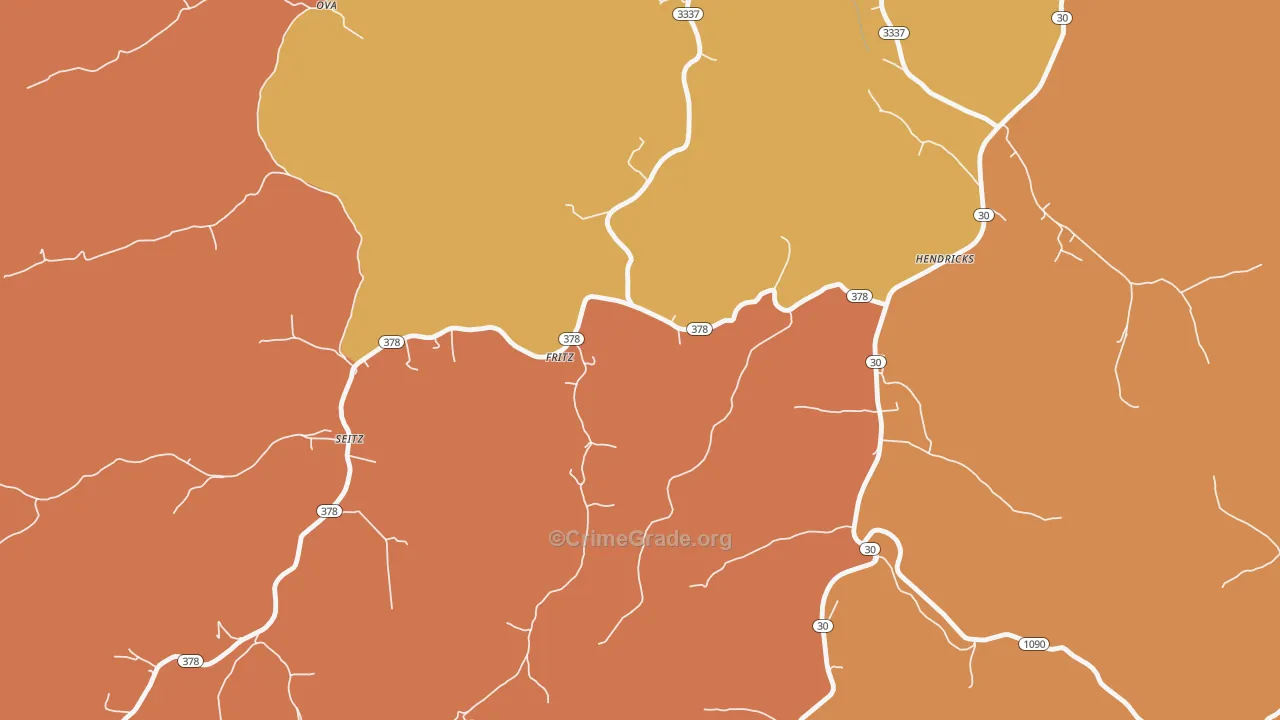 Fritz, KY Map of Vandalism Rates