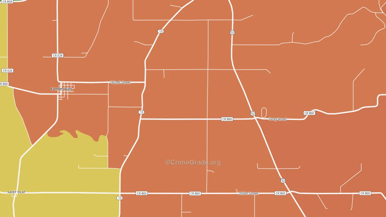Froelich, IA Map of Vandalism Rates