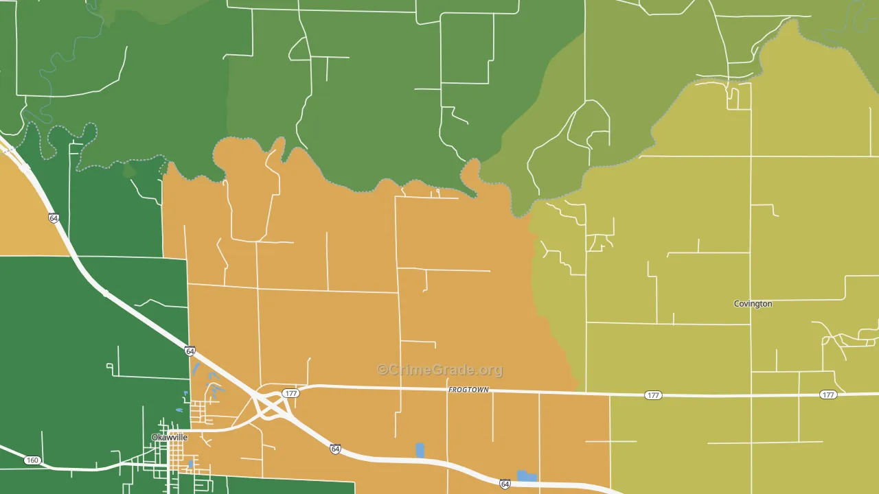 Frogtown, IL Map of Vandalism Rates