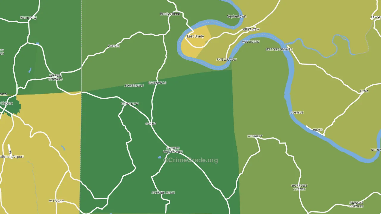 Frogtown, PA Map of Vandalism Rates