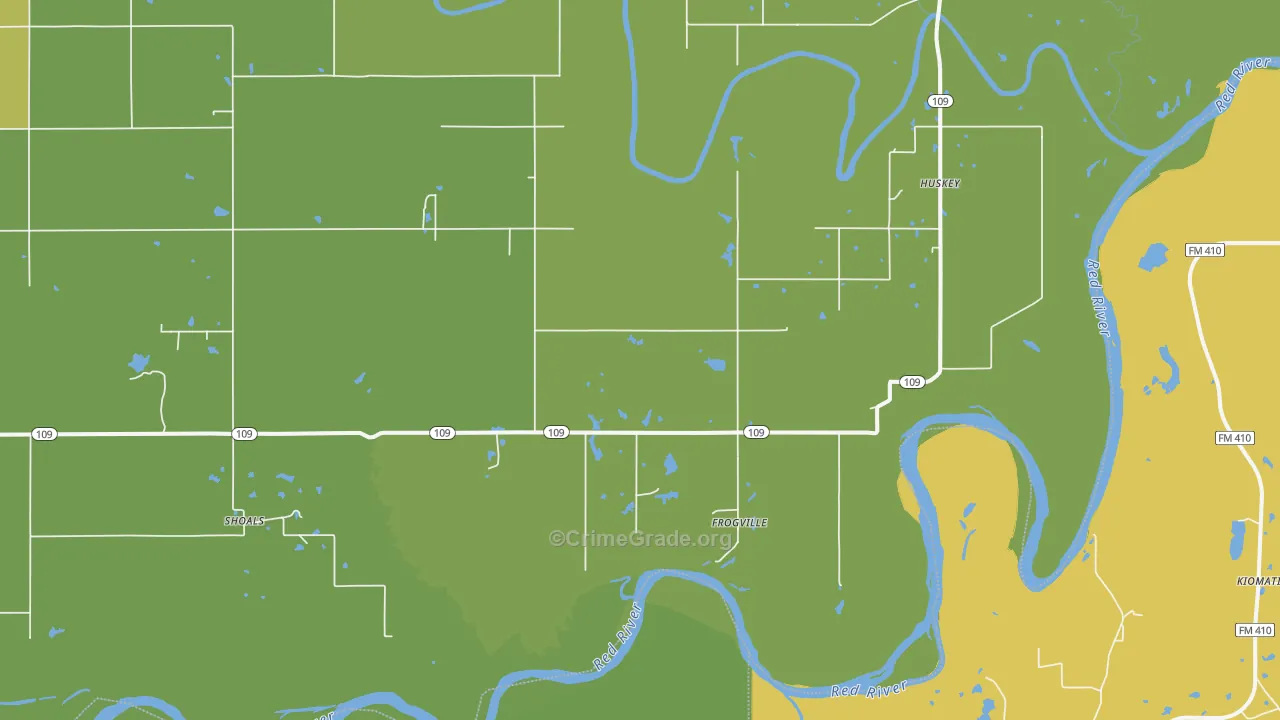 Frogville, OK Map of Vandalism Rates