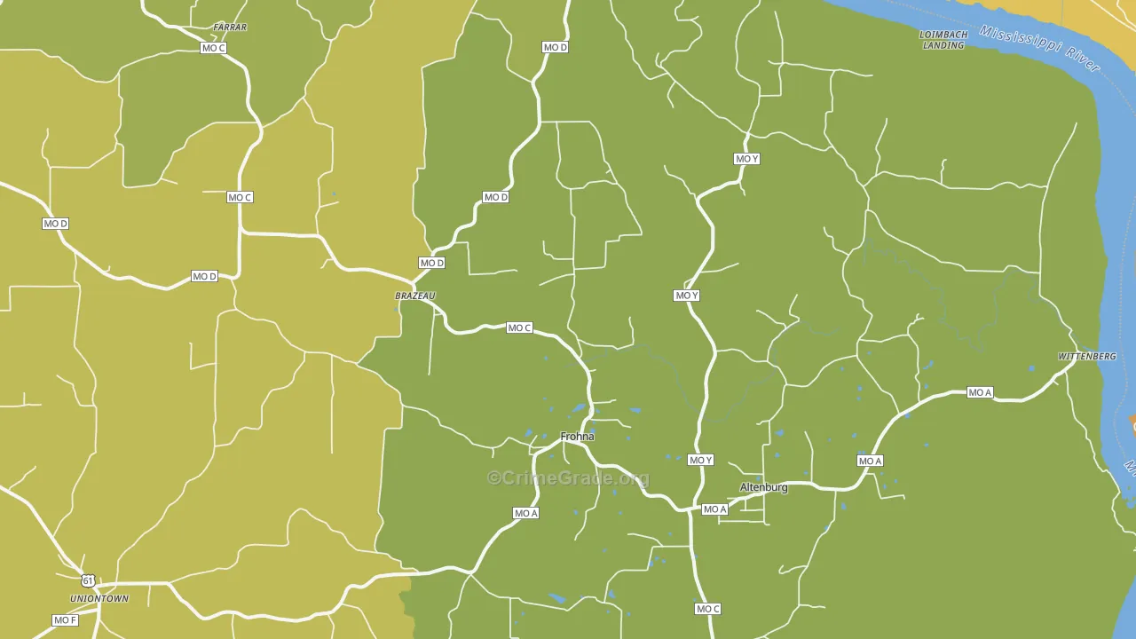Frohna, MO Map of Vandalism Rates