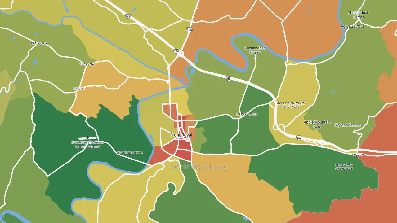 Front Royal, VA Map of Vandalism Rates