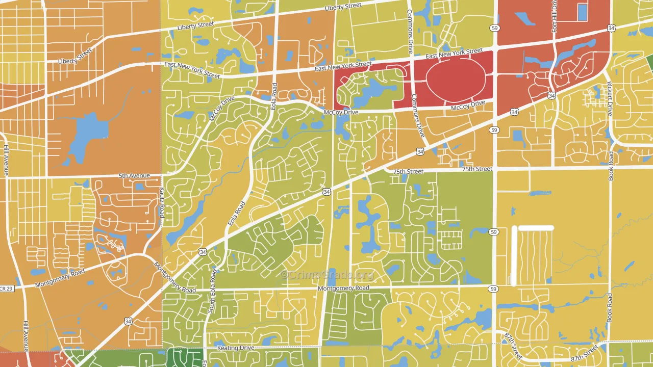 Frontenac, Aurora, IL Map of Vandalism Rates