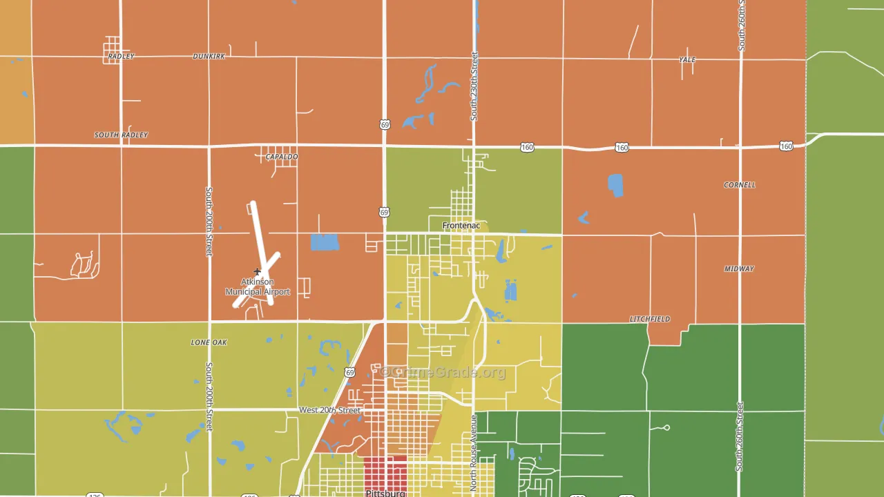 Frontenac, KS Map of Vandalism Rates