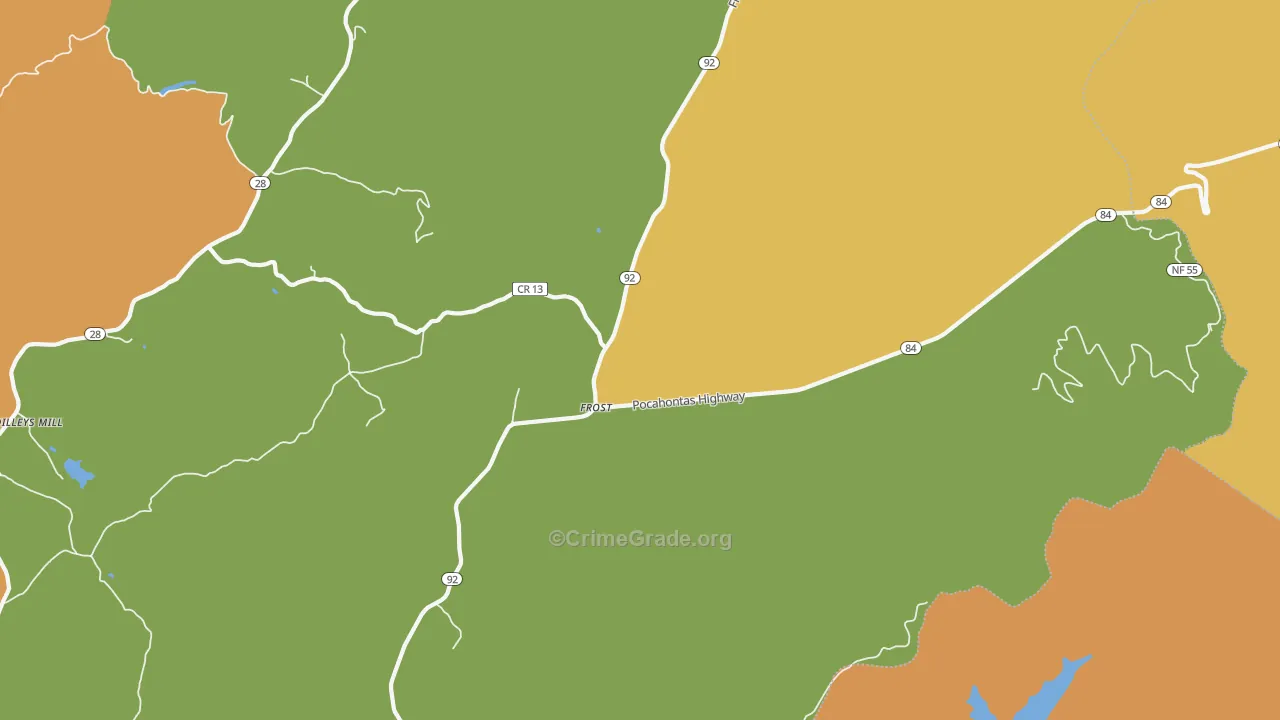 Frost, WV Map of Vandalism Rates