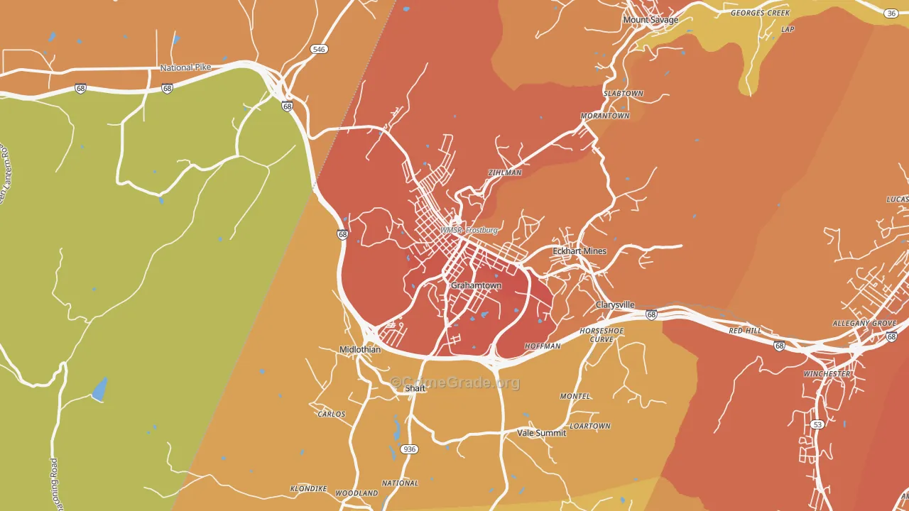 Frostburg, MD Map of Vandalism Rates