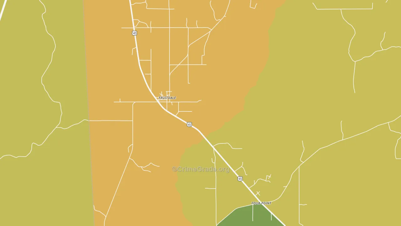 Fruitdale, AL Map of Vandalism Rates