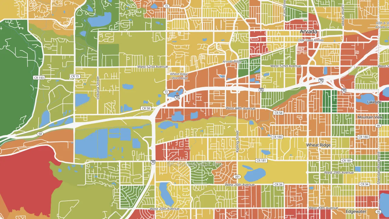 Fruitdale, Wheat Ridge, CO Map of Vandalism Rates