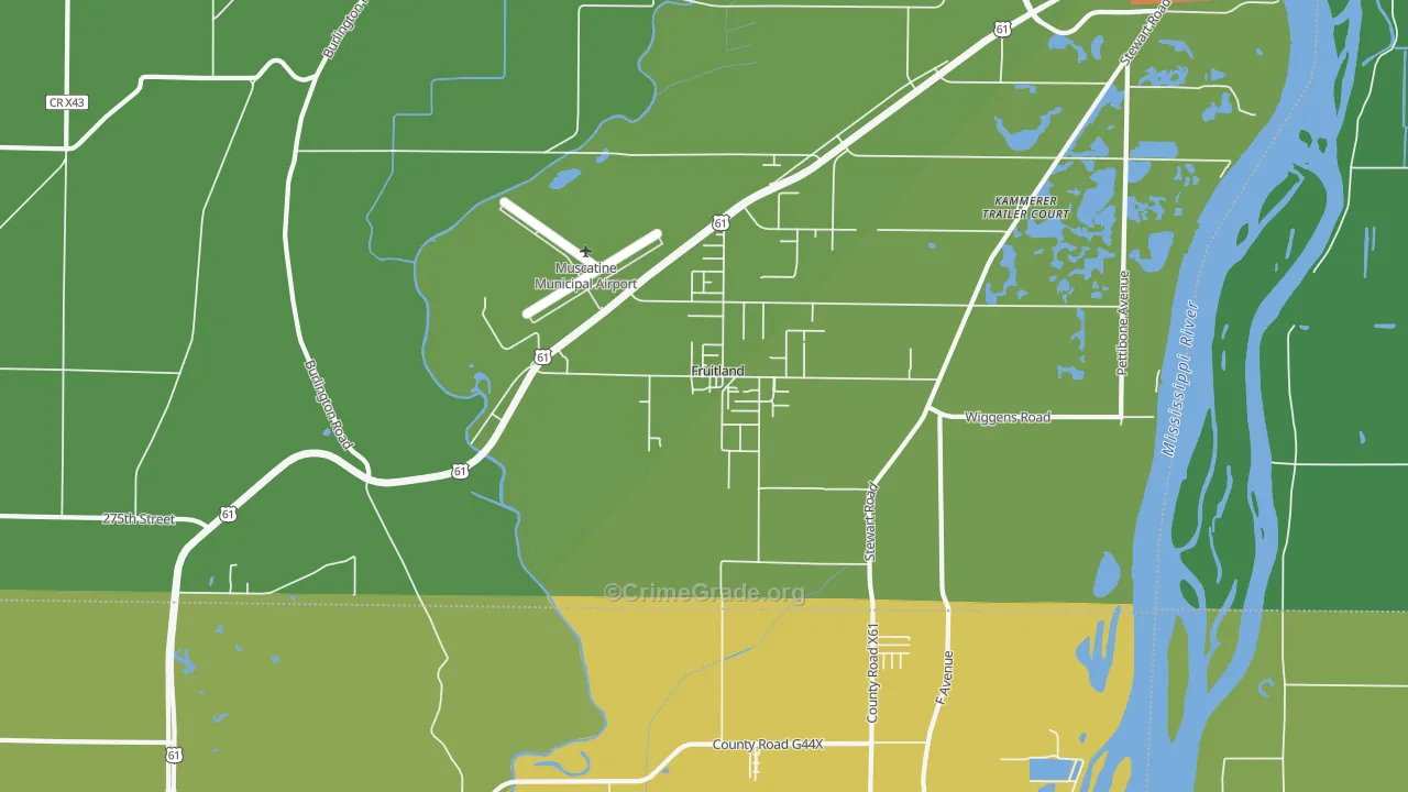 Fruitland, IA Map of Vandalism Rates