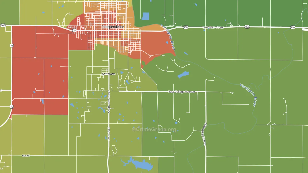 Fruitland, KS Map of Vandalism Rates