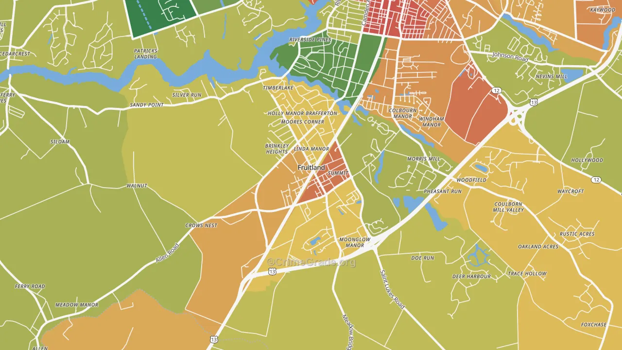 Fruitland, MD Map of Vandalism Rates