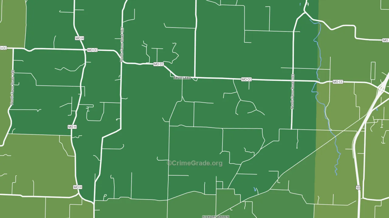 Fruitland, MO Map of Vandalism Rates
