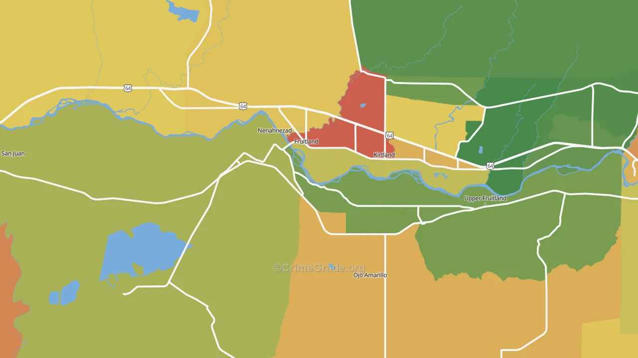 Fruitland, NM Map of Vandalism Rates