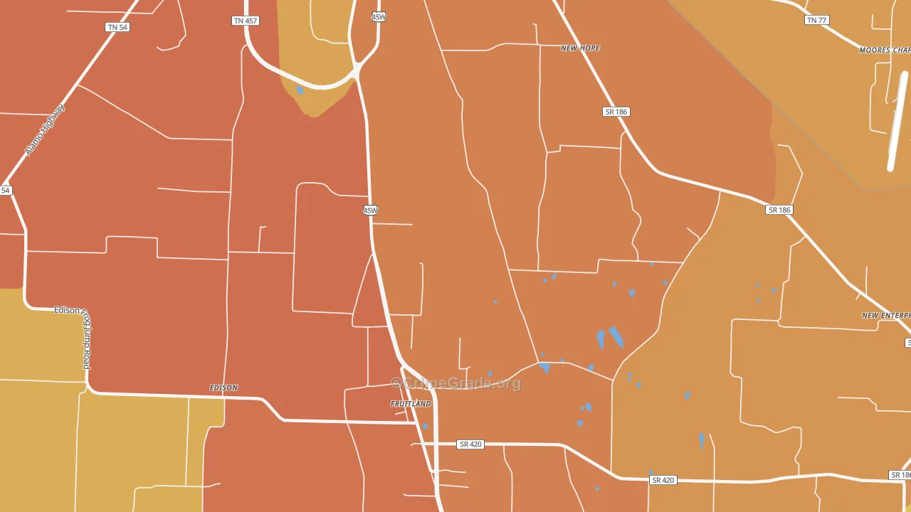 Fruitland, TN Map of Vandalism Rates