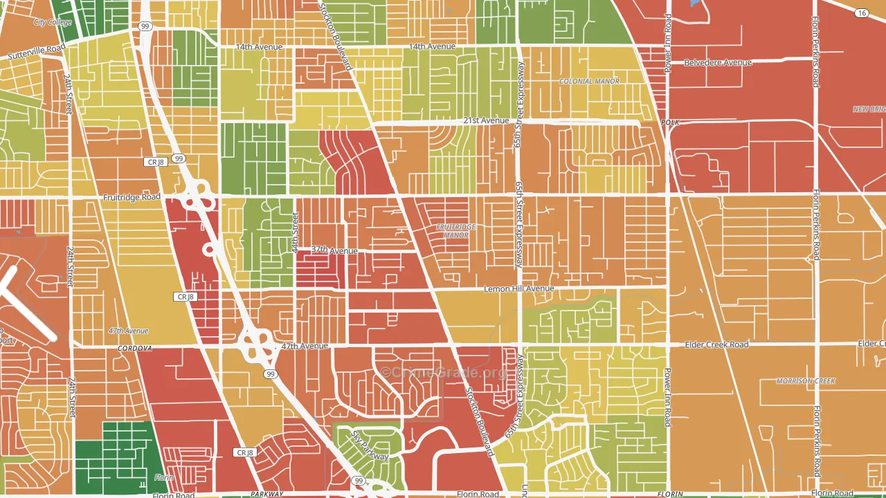 Fruitridge Manor, Sacramento, CA Map of Vandalism Rates