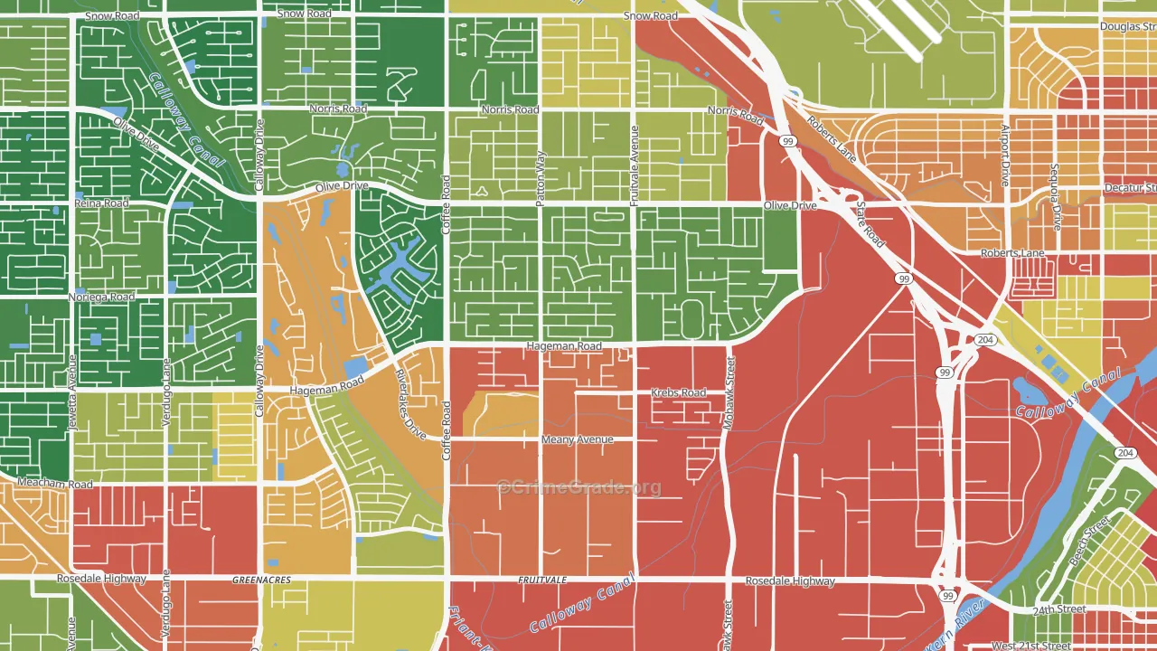Fruitvale, Bakersfield, CA Map of Vandalism Rates