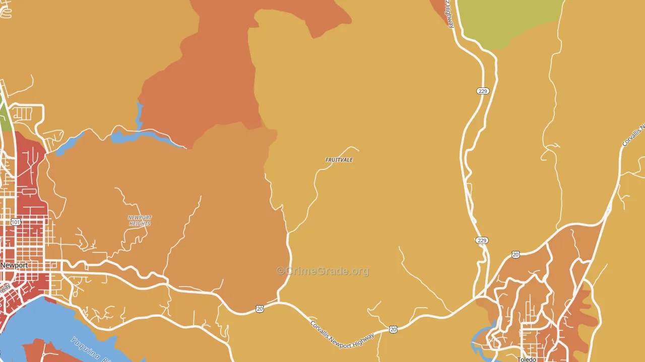 Fruitvale, OR Map of Vandalism Rates