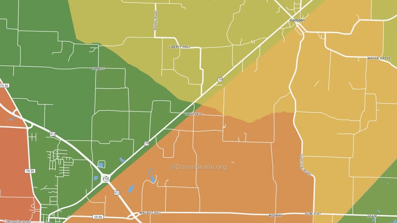 Fruitvale, TN Map of Vandalism Rates