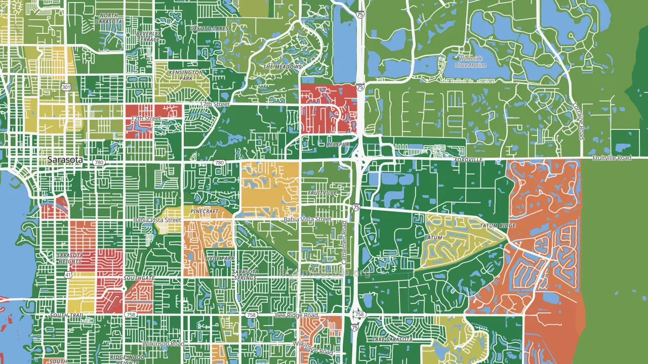 Fruitville, FL Map of Vandalism Rates
