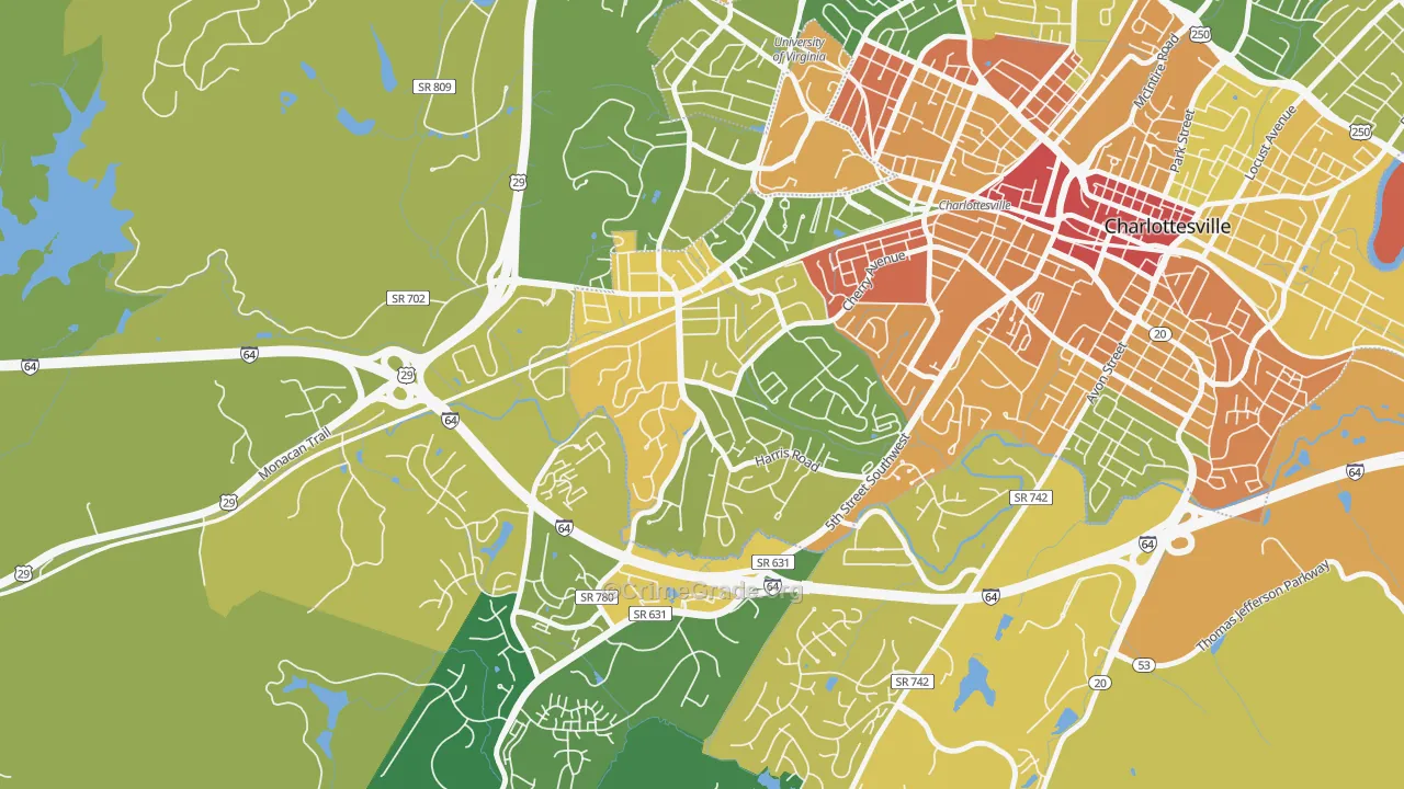 Fry Springs, Charlottesville, VA Map of Vandalism Rates
