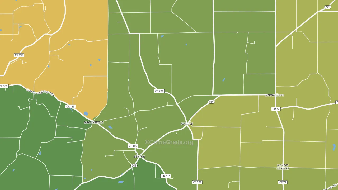 Fryburg, OH Map of Vandalism Rates