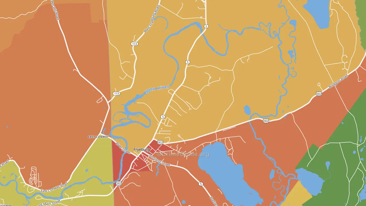 Fryeburg, ME Map of Vandalism Rates