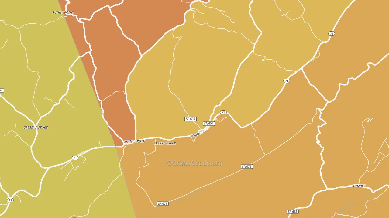 Fugates Hill, VA Map of Vandalism Rates