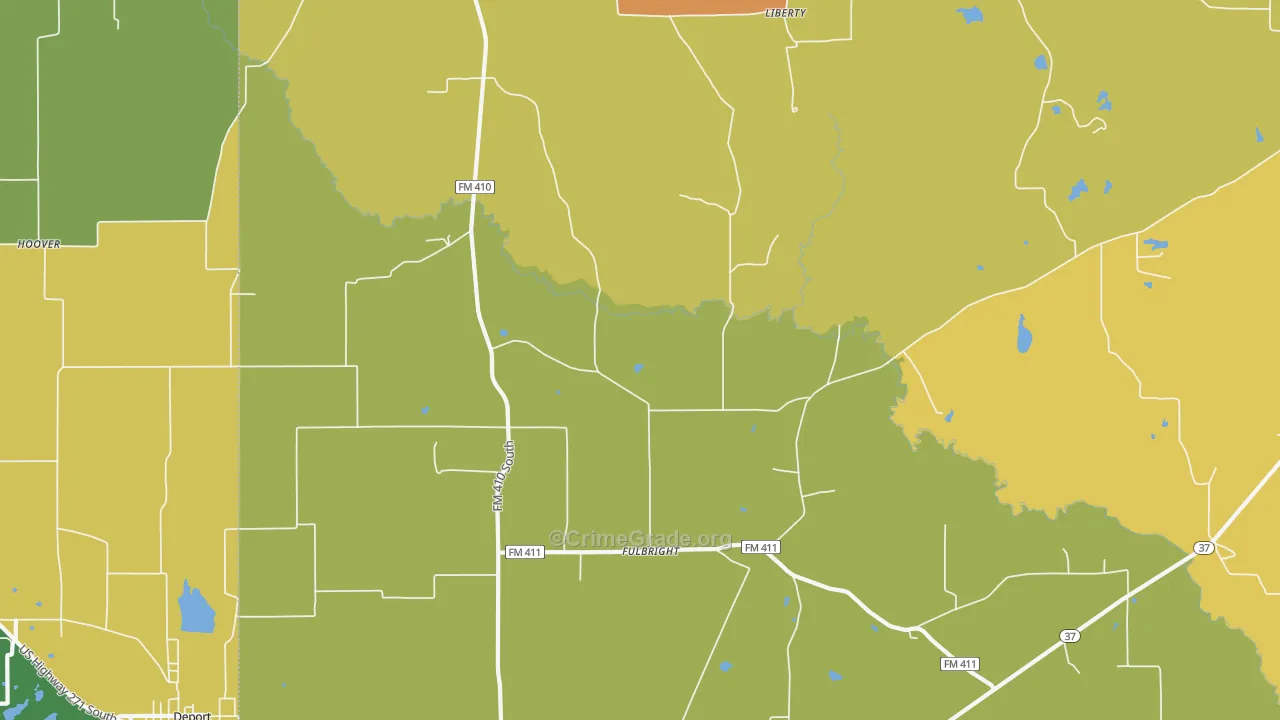 Fulbright, TX Map of Vandalism Rates