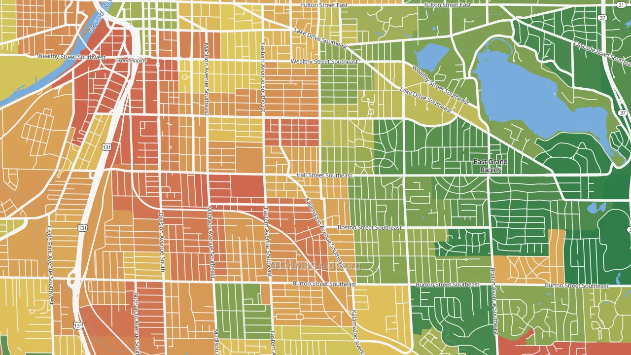 Fuller Avenue, Grand Rapids, MI Map of Vandalism Rates