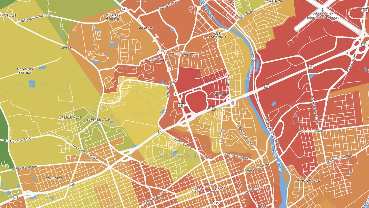 Fullerton, PA Map of Vandalism Rates