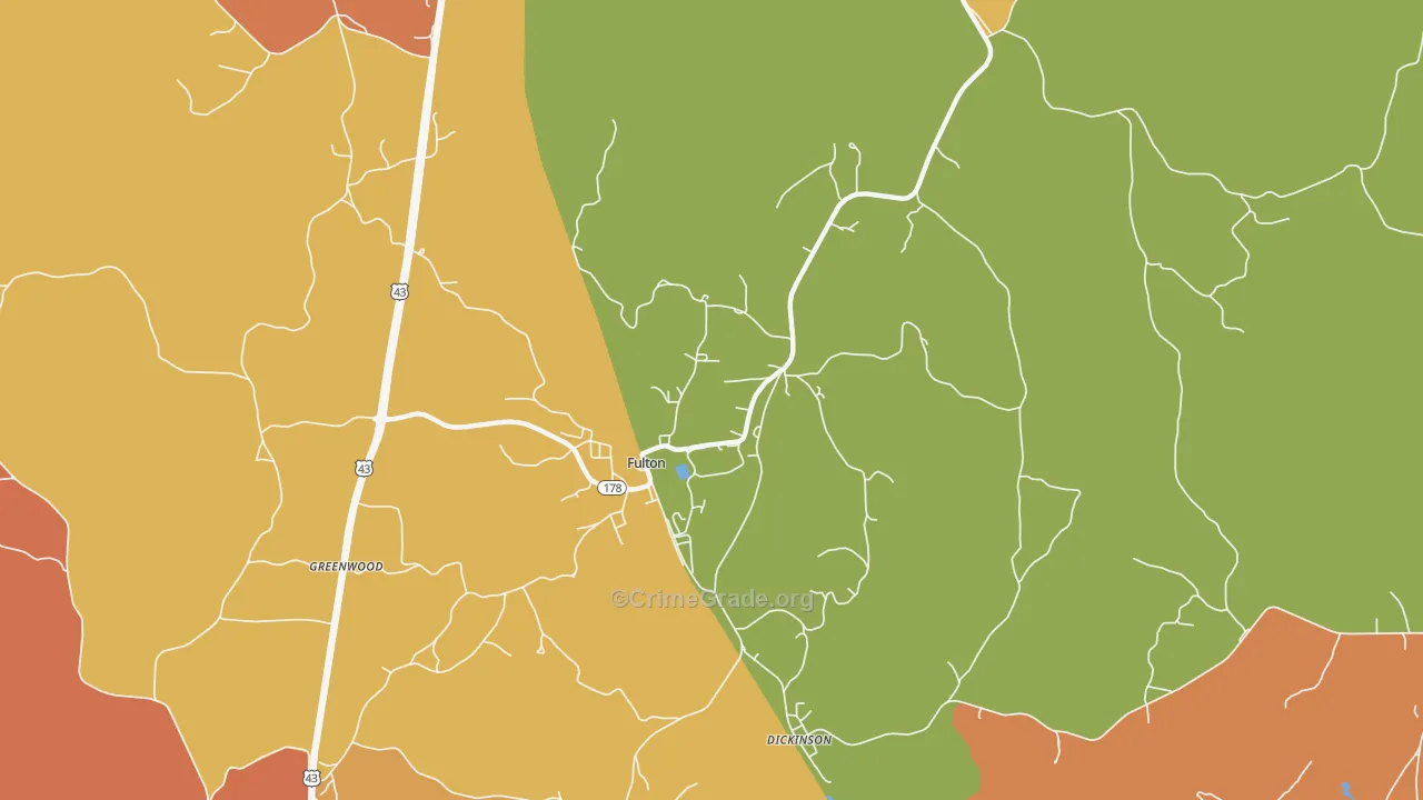 Fulton, AL Map of Vandalism Rates