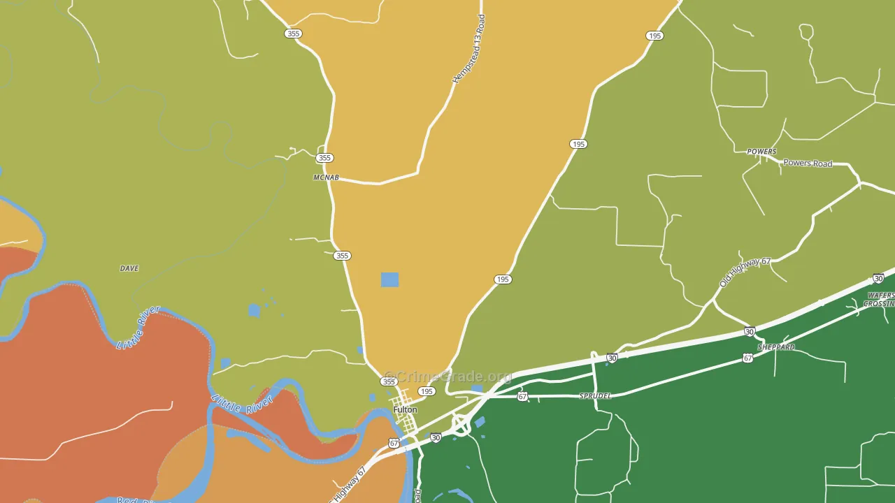 Fulton, AR Map of Vandalism Rates