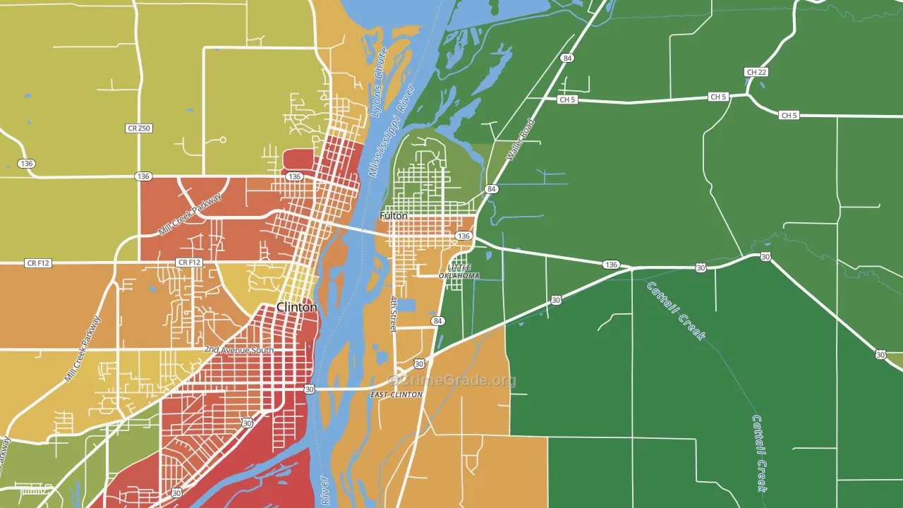 Fulton, IL Map of Vandalism Rates