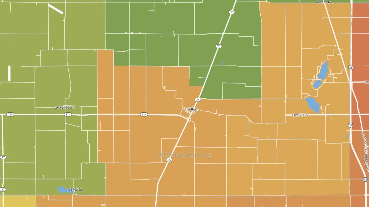 Fulton, IN Map of Vandalism Rates