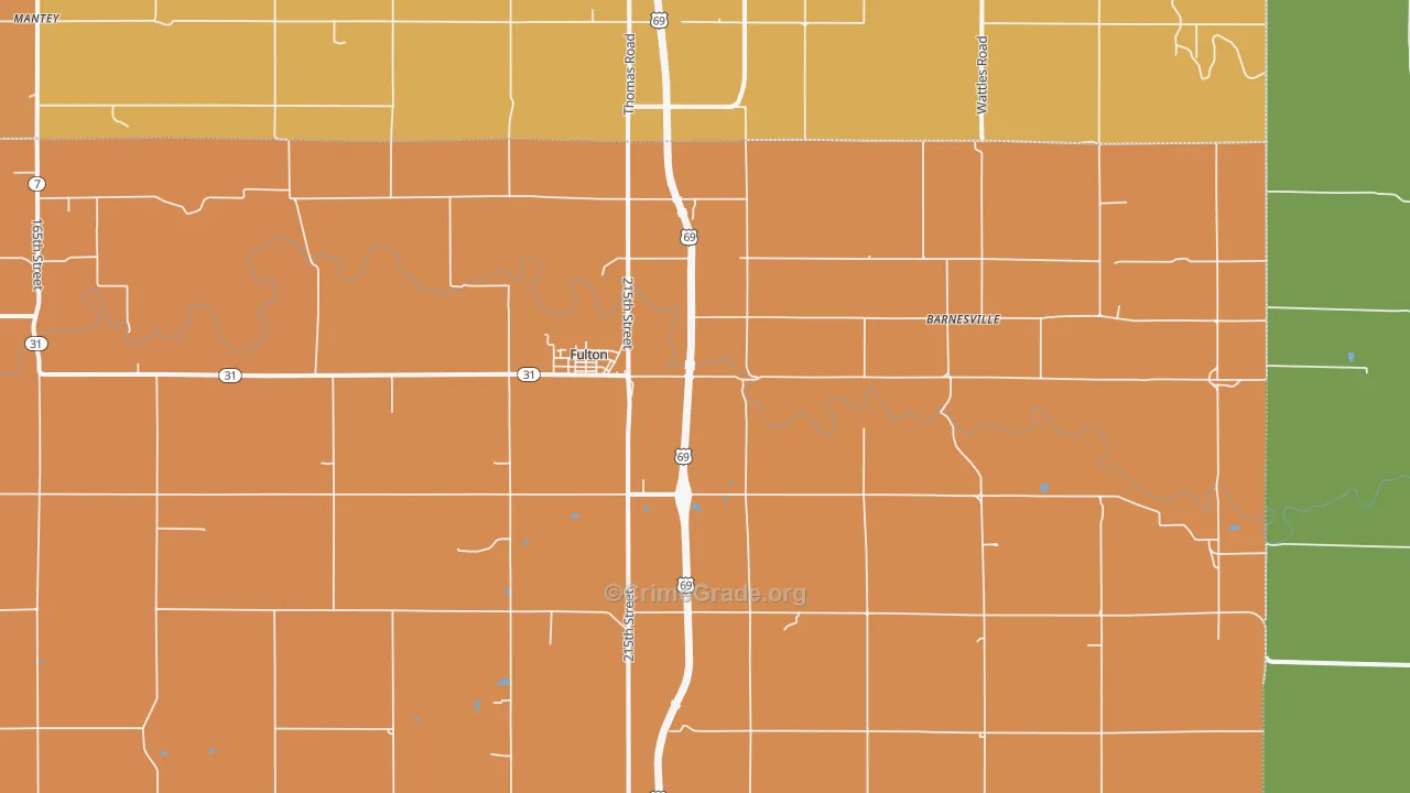 Fulton, KS Map of Vandalism Rates