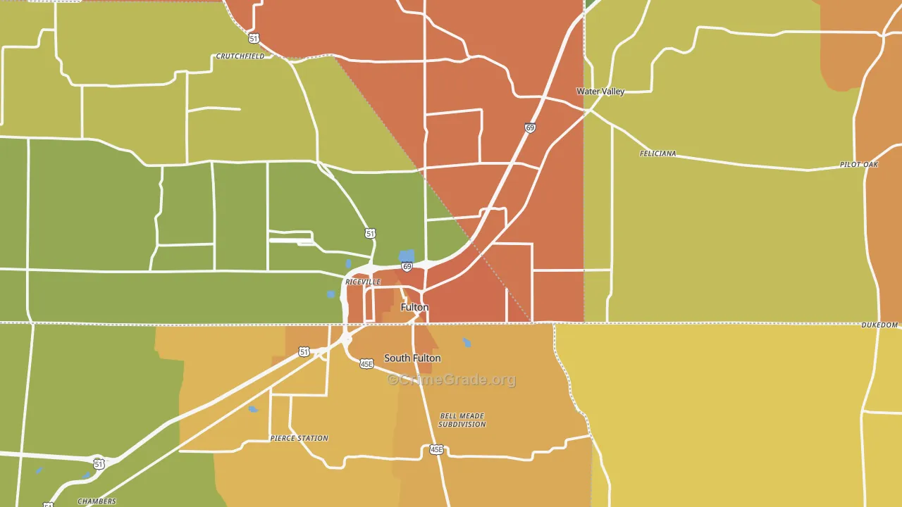 Fulton, KY Map of Vandalism Rates