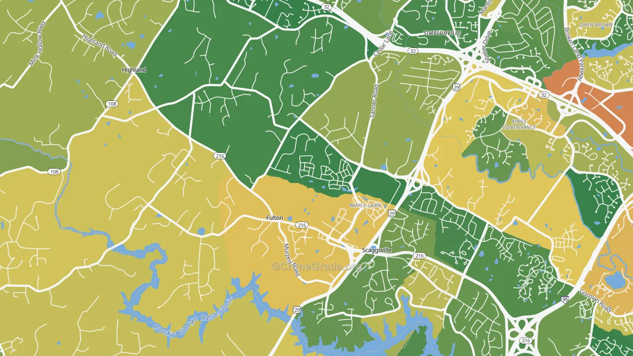Fulton, MD Map of Vandalism Rates