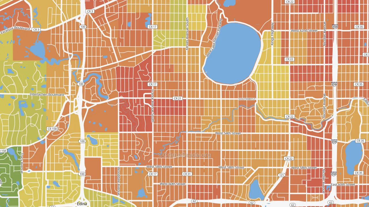 Fulton, Minneapolis, MN Map of Vandalism Rates