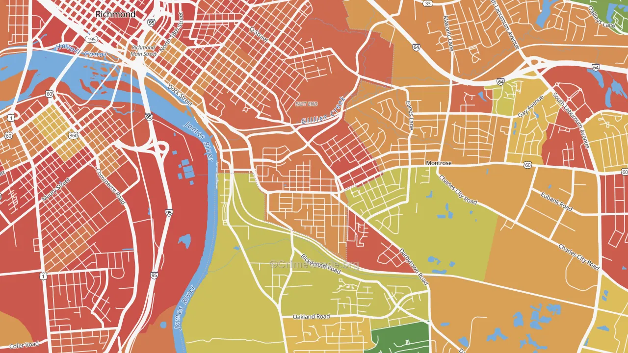 Fulton, Montrose Heights, VA Map of Vandalism Rates