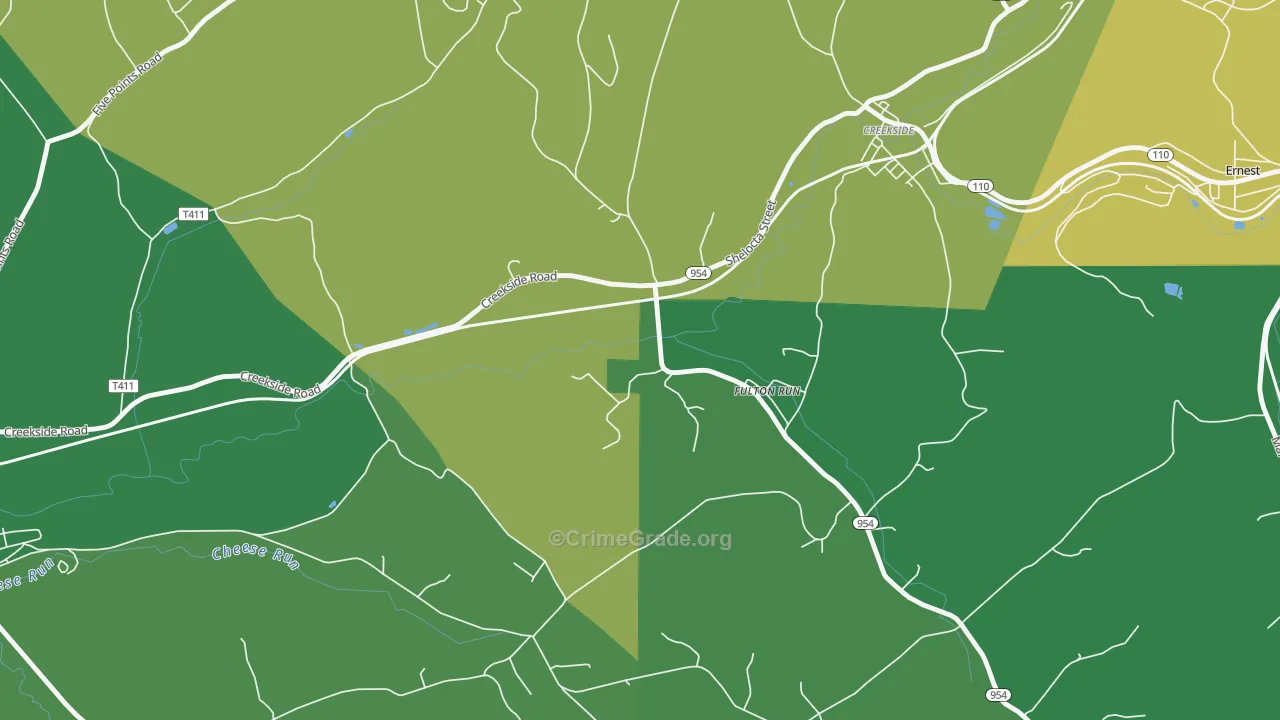 Fulton Run, PA Map of Vandalism Rates