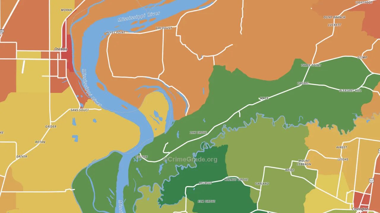 Fulton, TN Map of Vandalism Rates