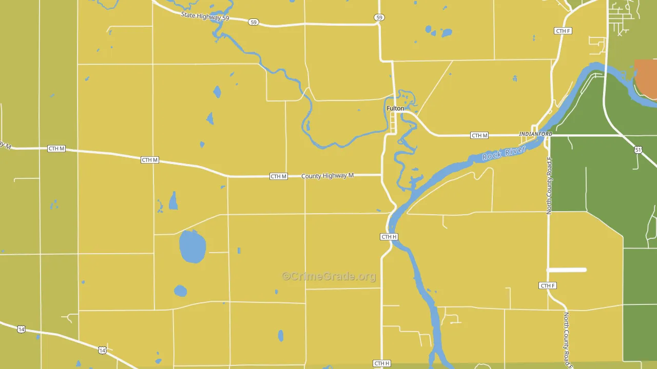 Fulton, WI Map of Vandalism Rates