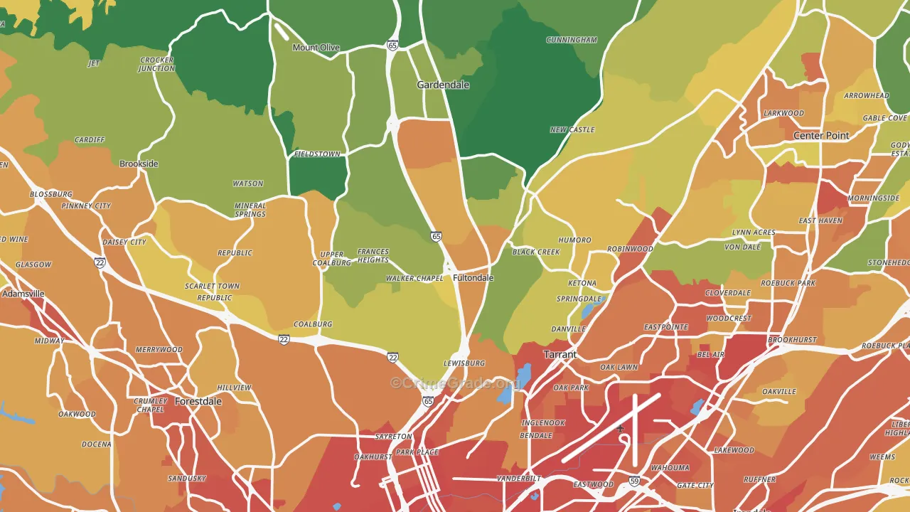 Fultondale, AL Map of Vandalism Rates